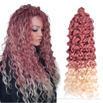 24''125g Cheap Deep Wave Twist Ocean Water Wave Blonde Hawaii Curl Synthetic Braiding Hair Extensions Crochet Hair Attachment